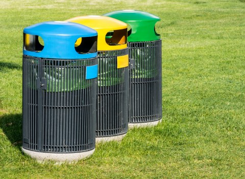 Different types of business waste being segregated